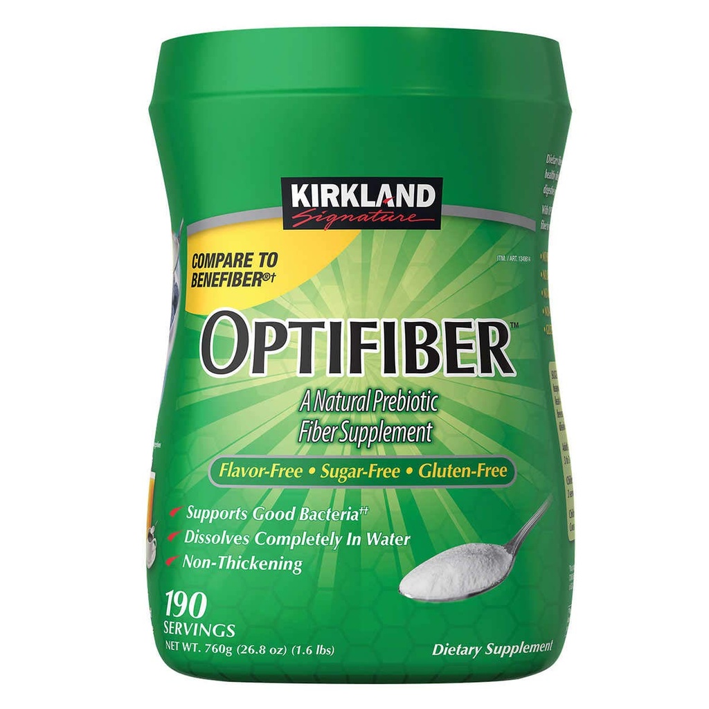 KIRKLAND Podpis OPTIFIBER, prašek, brez sladkorja Brez glutena Nedebelost, NET WT. 760g/26,8 oz (1,6 lbs) (190 Servingov)