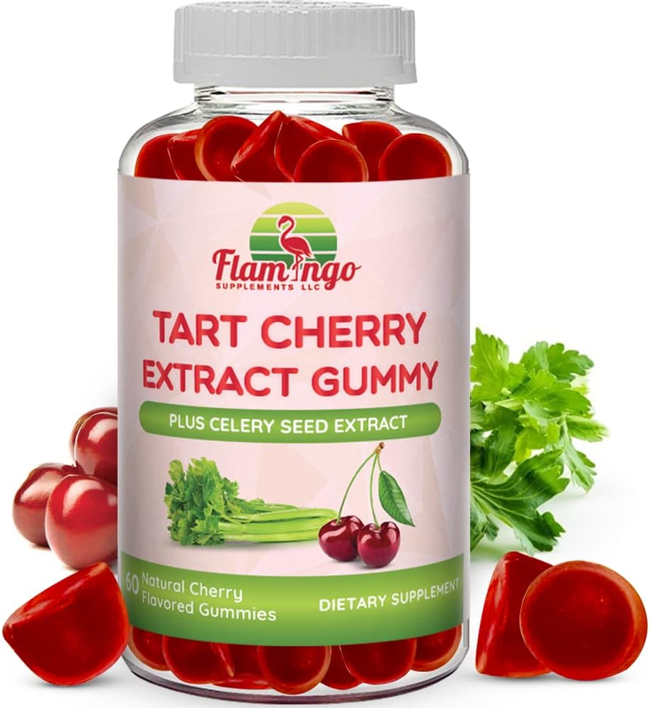 Tart Cherry Gummies (2000mg) z izvlečkom iz zelene (400mg)- Spanje, in Joints- Izvleček iz tarta Cherry Alterative tort Cherry Juice koncentrat, kapsule ali praški - 60 Count