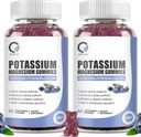 2 Pakiranje Kalijev Magnezij Gumiji s kalijevim Ctrat 200 mg, Magnezij Glicinat 320 mg Plus Kalcij, cink, Vitamin - Kalijev dopolnila za Cramps, srce, mišice Zdravstvena podpora