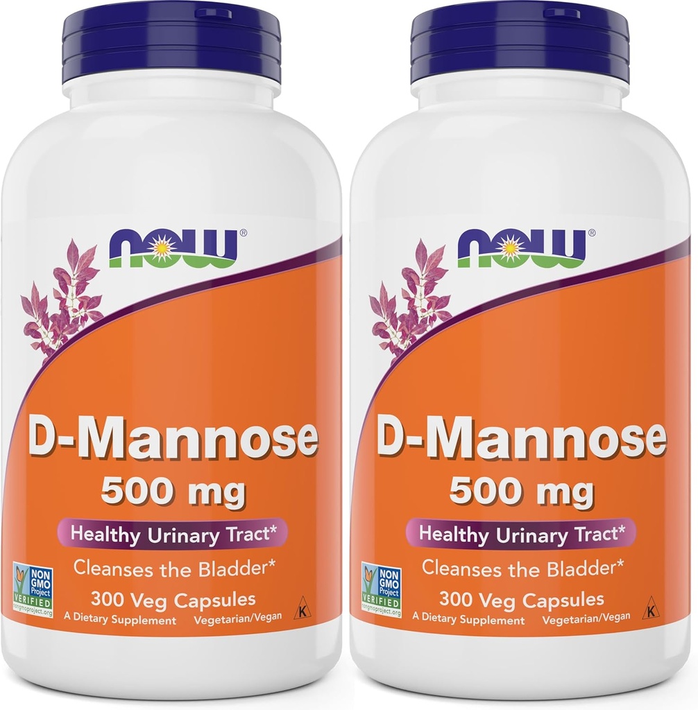 Zdaj D-mannose 500 mg, 300 Kapsule (paket po 2) - Veganski ne gensko spremenjeni dodatek za ženske in moške - podpira zdravo urinski trakt, očisti mehur