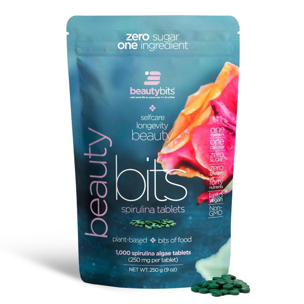 Beljakovine - Organske tablete Spirulina - Alge Superfood - Kolagen, Beljakovine, Klorofil - Lasje, nohti in nega kože - Vegan, Keto, Gluten Free - Self Care - Lepotna darila za nego kože - 1000 Tablet Bag