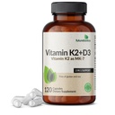 Futurebiotics Vitamin K2 (MK7) z D3 dopolnilom - ne-GMO Formula - 5000 i.e. vitamin D3 & 90 μg vitamin K2 MK-7, 120 vegetarijanskih kapsul