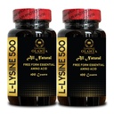 L-LYSINE 500 - L-Lysine 500mg, za zdravo delovanje imunskega sistema, podpira sintezo kolagena, brez soje, brez glutena, brez glutena, brez GMO, nadomestek za lizine podpira zdravo ustnico in ustno tkivo - 2 steklenici 200 števk