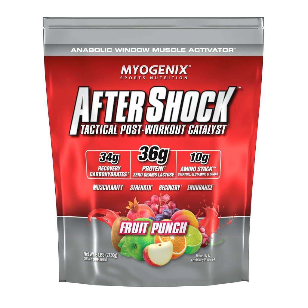 Myogenix Aftershock Post Workout – Muscle Growth Whey Protein Powder – Hitrejša rast in okrevanje mišic – Podpira skupno zdravje in odpornost Glycogen – Sadje Punch, 6 funtov