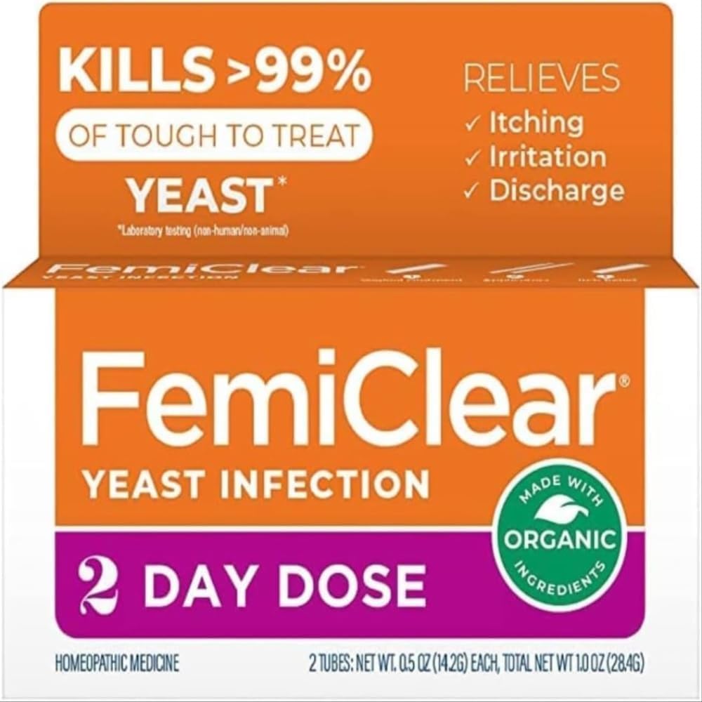 FemiClear 2-dnevni odmerek Kvas okužba in srbečica nadzor mazilo, za zmerne do intenzivne simptome, izdelan z vse naravne in organske sestavine, Plus zunanji anti-srbenje mazilo za nego