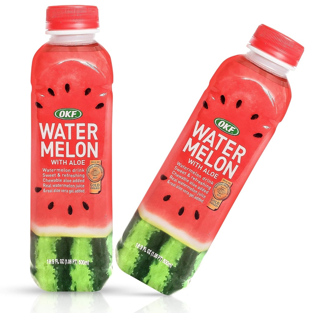 OKF Watermelon Aloe Vera Drink, Real Juice & Gel, 16.9 oz (6 pakiranje)