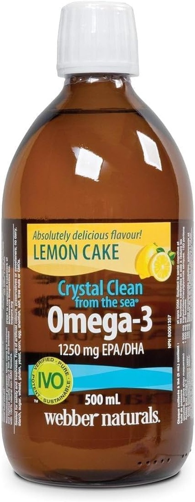 Webber Naturals Ocean Pure Omega-3 Tekoča ribje olje - Lemon Torta 500 ml