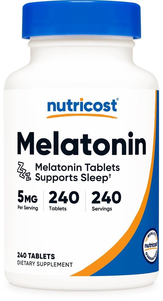 Nutricost Melatonin 5mg, 240 tablet - 5mg na postrežbo, brez glutena