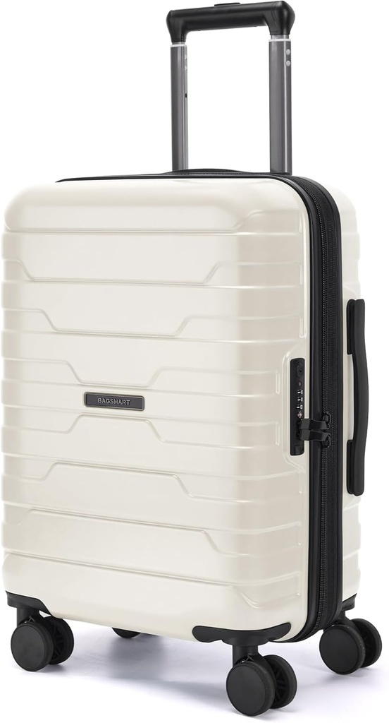 BAGSMART Nositi na Prtljago 22x14x9 Airline Odobreno s Spinner Wheels,Lightweightweight 20 Inch Luggage z TSA Lock,Expandable Hard Shell Nositi na oblačilih za moške, bele