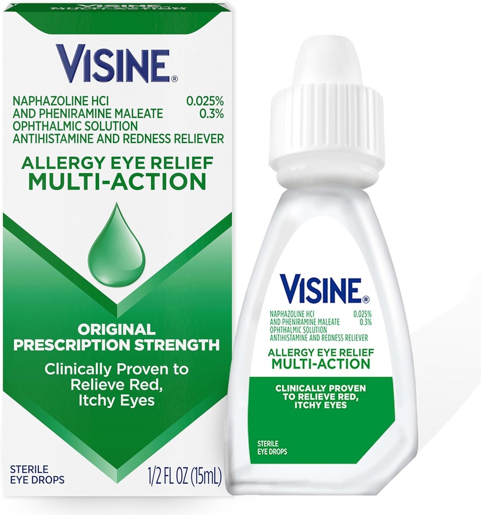Vizine Alergija Eye Relief Multi-Action Antihistaminik & rdečina Reliever kapljice oči s Pheniramine Maleat & Naphazoline HCl, Alergy oči padec zdravljenje za rdeče, srbeče oči, 0. 5 fl.