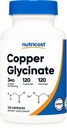Nutricost Kapsule bakrovega glicinata (120 kapsul, 3MG bakra na strežbo) - ne GSO, Vegan