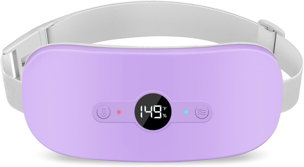 NOWWIGH Ogrevanje Pad za obdobje Cramps Pain Release, Prenosni električni akumulatorski menstrualni ogrevanje Pad ponovno polnjenje s 6 ravni toplote in 6 Načini masaže, Božična darila za ženske najstnice, Purple