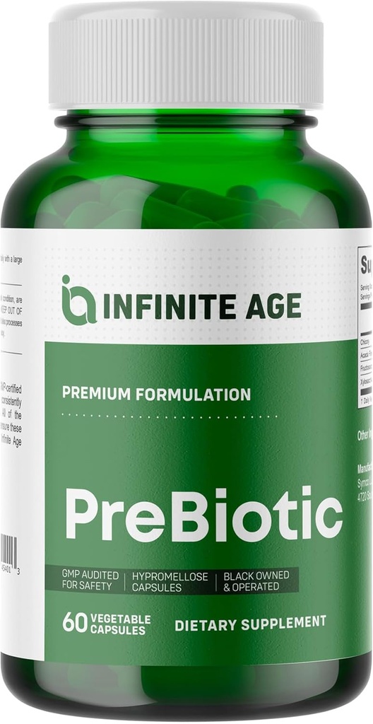 INFINITE STAROST Prebiotične kapsule, 60 Count - Premium FOS Prebiotic Fiber dodatek s kicorij in Acacia - Prebavno zdravje za moške