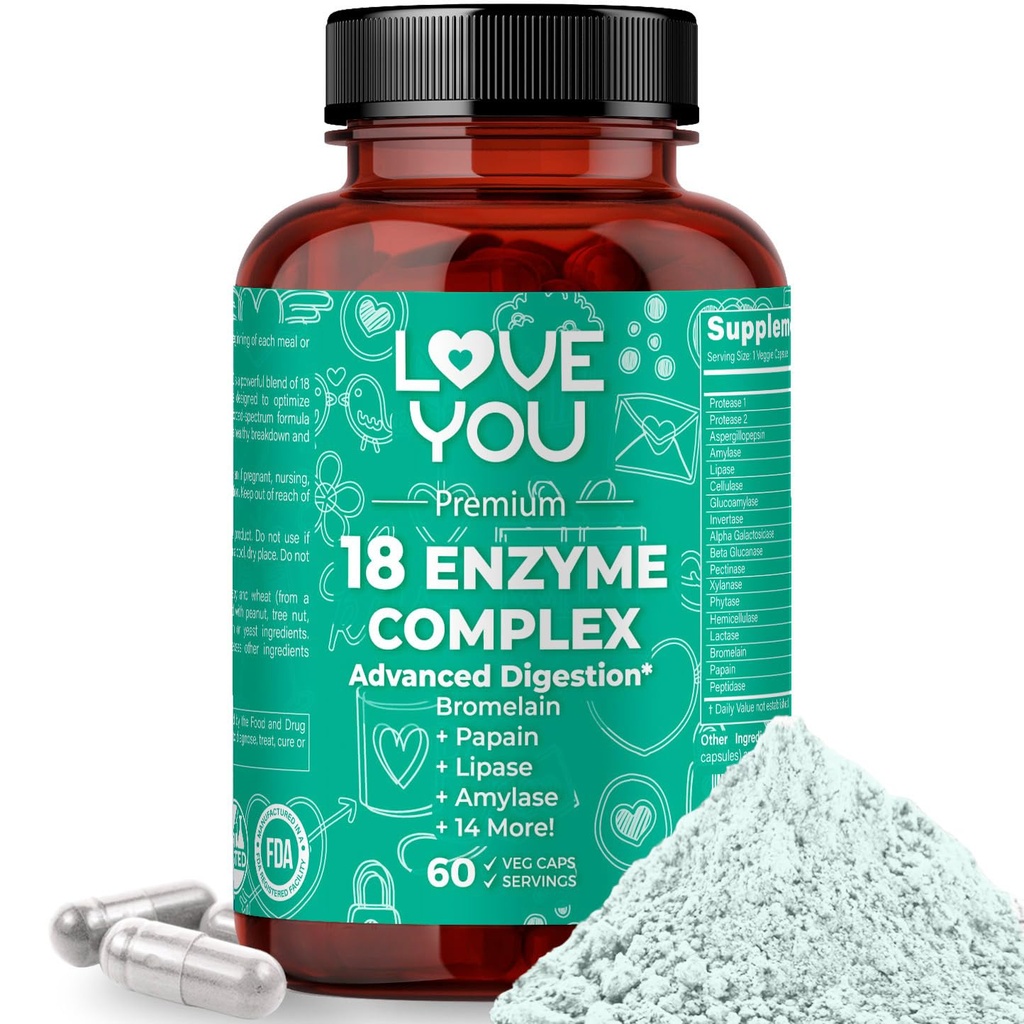 Ljubezen You 18 Enzyme Complex – Na rastlinah temelječi prebavni encimi za ženske in moške 