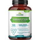 Zazzee zapoznela release Serrapeptase, 120.000 SPU na kapsulo, 120 veganskih kapsul, zaloga za 4 mesece, dodatna moč, močni in koncentrirani sistemski encimi, 100% vegetarijanski, vse-naravni in ne-GMO