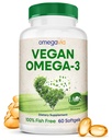 OmegaVia Vegan Omega 3 Dodatek, Algae Omega 3 Ribje olje Alternative, 300mg Vegan DHA Maščobne kisline, na osnovi rastlin, Planet in ocean prijazno, IAOS 5 Star Tested, 60 Softgels