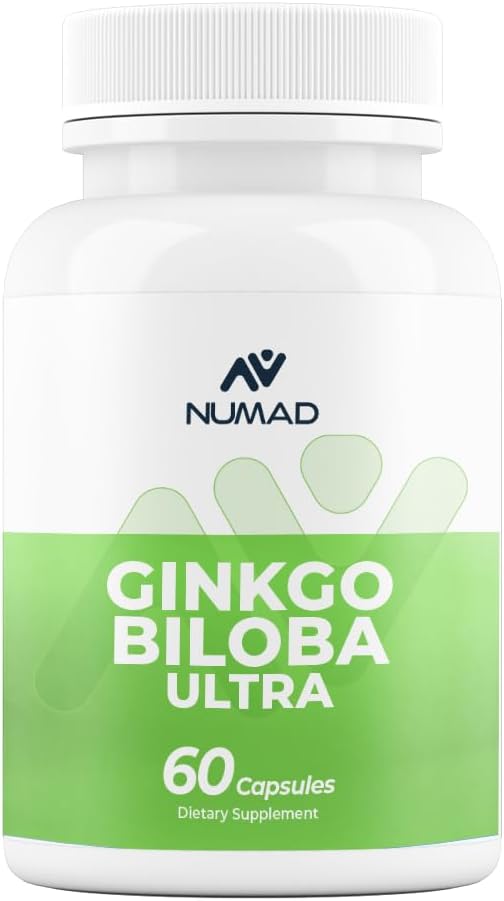 NUMAD ginseng (600mg) + Ginkgo Biloba (120mg) 60 Kapsule Dodatna moč Nootropiki Podpora možganov Dopolnilo za spomin in fokus