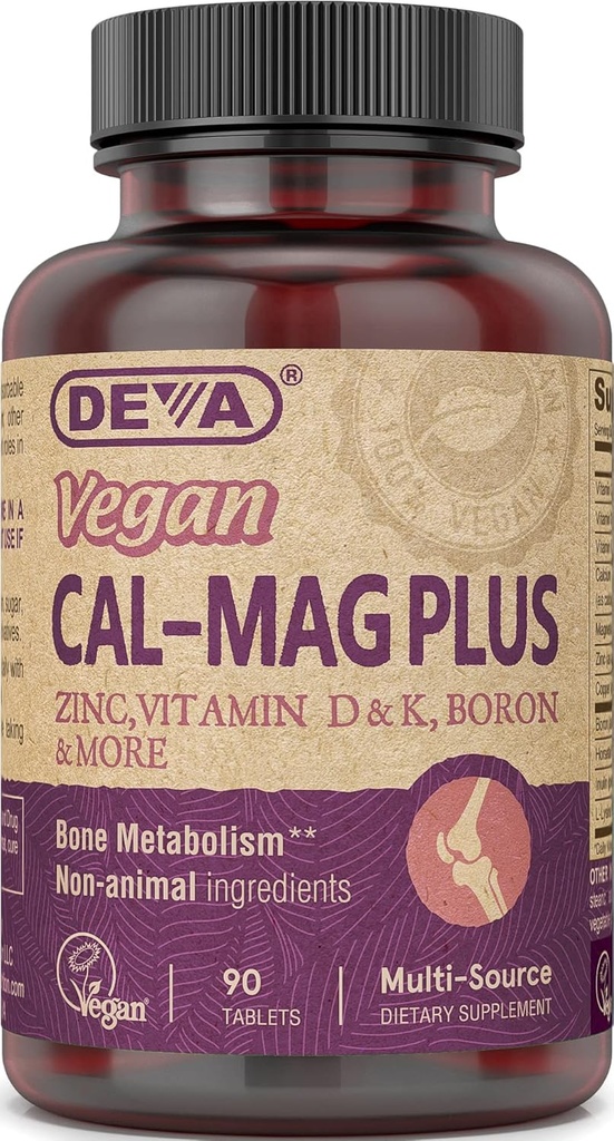 DEVA Vegan kalcijev magnezij dodatek, Plus cink, vitamini C, D & K, Boron, 90 tablet