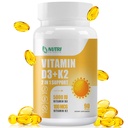 Vitamin D3 K2 dodatek z MCT oljem, vitamin D3 5000 i.e. in K2 100 mcg softgel, kosti in srce podpora za zdravje, Gluten brezplačno - 90 Count softgels