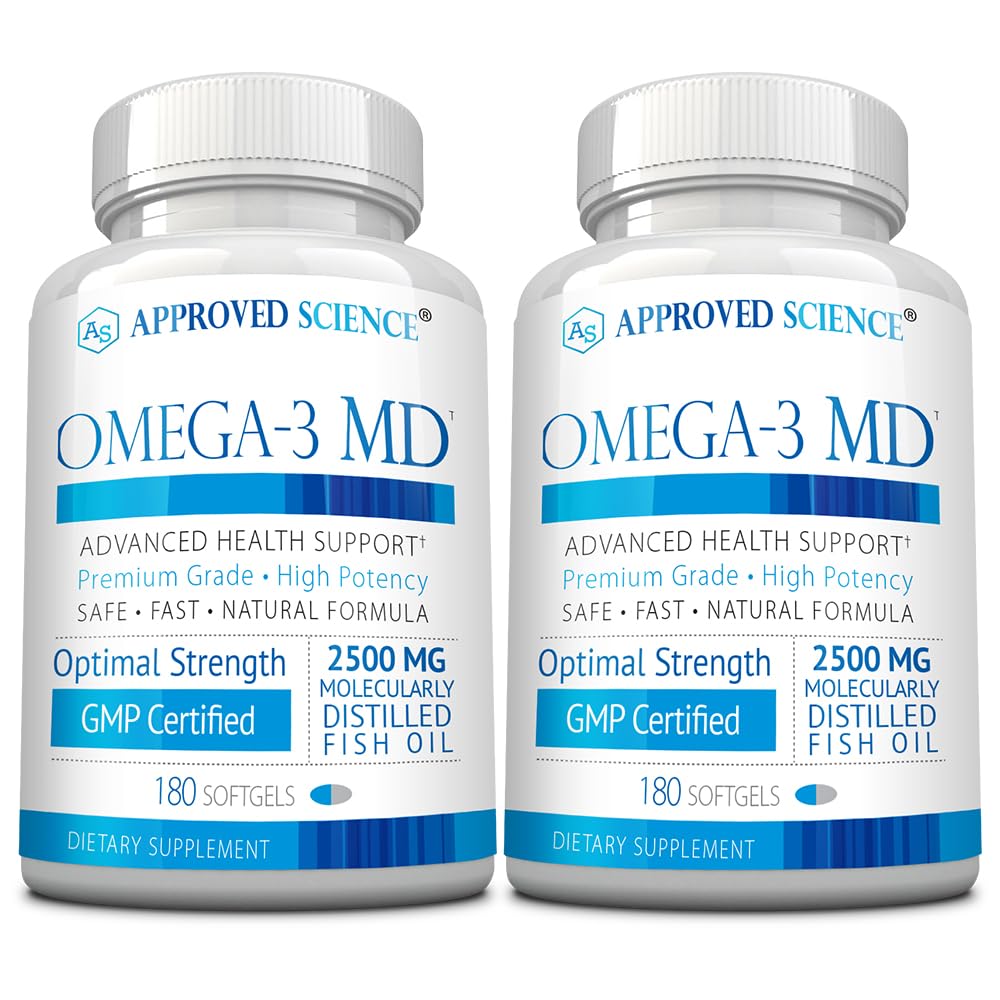 Omega-3MD - Ribje olje EPA & DHA - Izboljšati kognitivno zdravje - 2 steklenici - 6 mesecev dobave