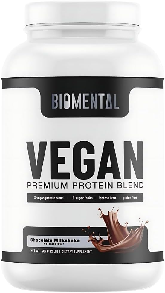Biomentalni veganski čokoladni proteini v prahu - na osnovi rastlin - lahka absorpcija - okusna čokolada - Muscle Building, Idealno zdravo Veganski življenjski slog - Ne-GMO, Gluten-free Protein dodatek
