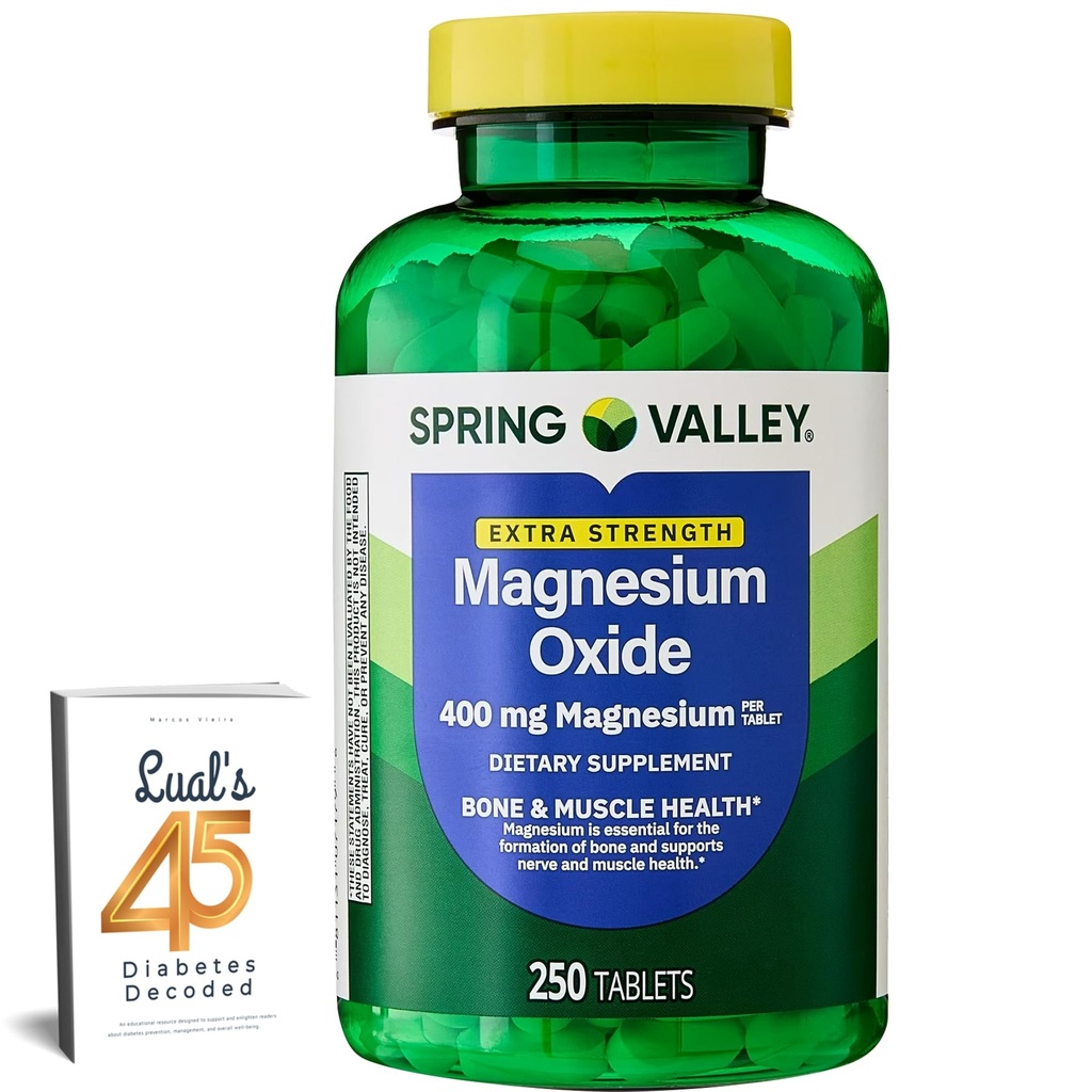 Spring Valley Magnezij 400 mg tablete za zdravje kosti in mišic, prehranska dopolnila, 250 Count Najboljši magnezijev dodatek za ženske, Pastillas de Magnesio para Mujer Bundle z Lual je 45 Sladkorna dekodirana