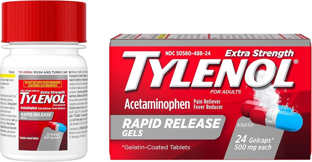 Tilenol ekstra moč acetatfen hitro sproščanje geli, bolečina Reliever & vročina reduktor, 24 ct