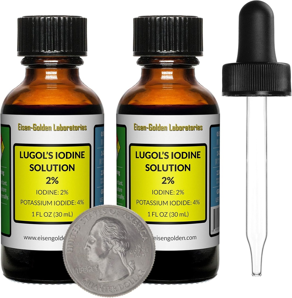 Lugolov jod / 2% raztopina / 2 Oz v dveh amber steklenih steklenicah/prostih kapljicah/ZDA