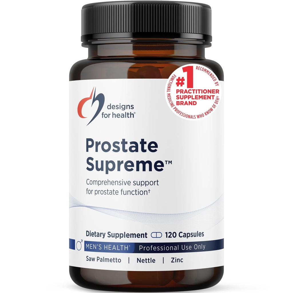 Designs for Health Saw Palmetto Prostate Supplement for Men - Prostate Supreme with Saw Palmetto, DIM, Vitamini, Nettle, Cink + Chrysin - Non-GMO, Soy Free (120 kapsul)