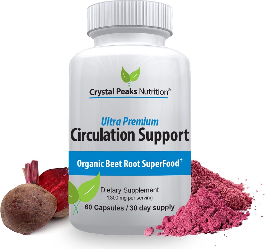 Pure Organic Beet Root Powder Extract - krvni obtok, spodbuja arterije in vene, povečanje proizvodnje dušikovega oksida. 1300mg, 60 Veggie kapsul