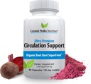 Pure Organic Beet Root Powder Extract - krvni obtok, spodbuja arterije in vene, povečanje proizvodnje dušikovega oksida. 1300mg, 60 Veggie kapsul