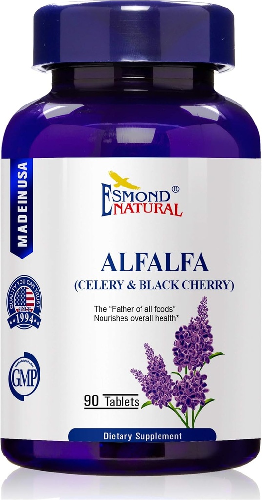 Alfalfa - Zelena & Črna Cherry (Nourishes Splošno zdravje), GMP, Naravni izdelek Assn Certified, Made in USA - 1500mg, 90 tablet