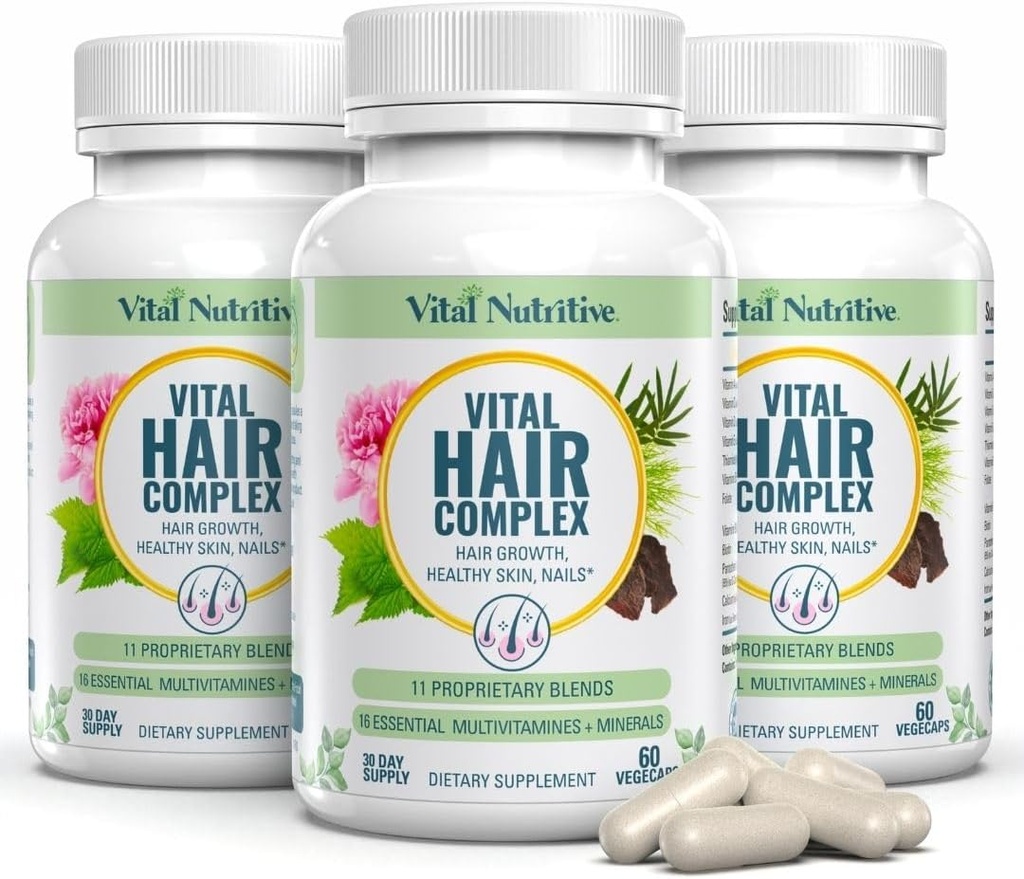 Vitalni las kompleks -visoka rast Vitamini za ženske in moške -Biotin & Vitamin B -Heart rast dodatek za zdrave lase kože in nohte -Hormone & Gluten brezplačno -Hear Vitamini za ženske