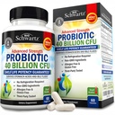 BioSchwartz Daily Probiotic Nutritional Supplement - 40 milijard CFU za Gut Health - Probiotiki za moške in ženske - Prebavno zdravje z Astragalus & Lactobacillus - Rokavice Stable - 60 Count
