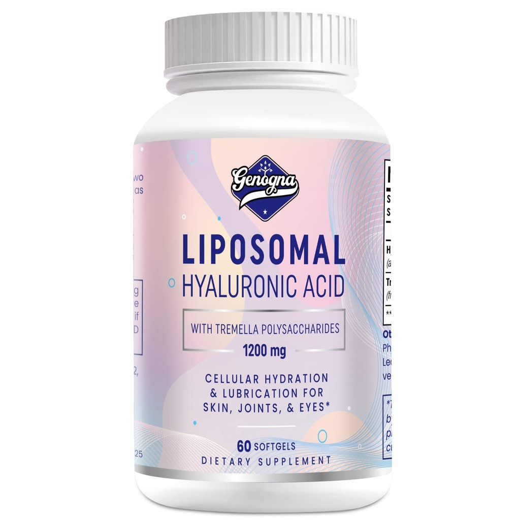 Liposomska hialuronska kislina dopolnila 1000 mg-visoka biorazpoložljiva dietna hialuronska kislina Kapsule s Tremella polisaharidi,Dvojni moč kožna hidracija,Skupna maziva,1Pack