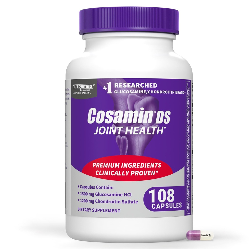 Nutramax Laboratories Cosamin® DS skupno zdravstveno dopolnilo z glukozamin & hondroitin za zdravje moških in žensk, 108 kapsule