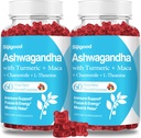 2 Pack Ashwagandha Gummies z L-teanin, Ashwa Root dodatek Gummy za ženske moške, 120 Mešane jagode arome Gummies