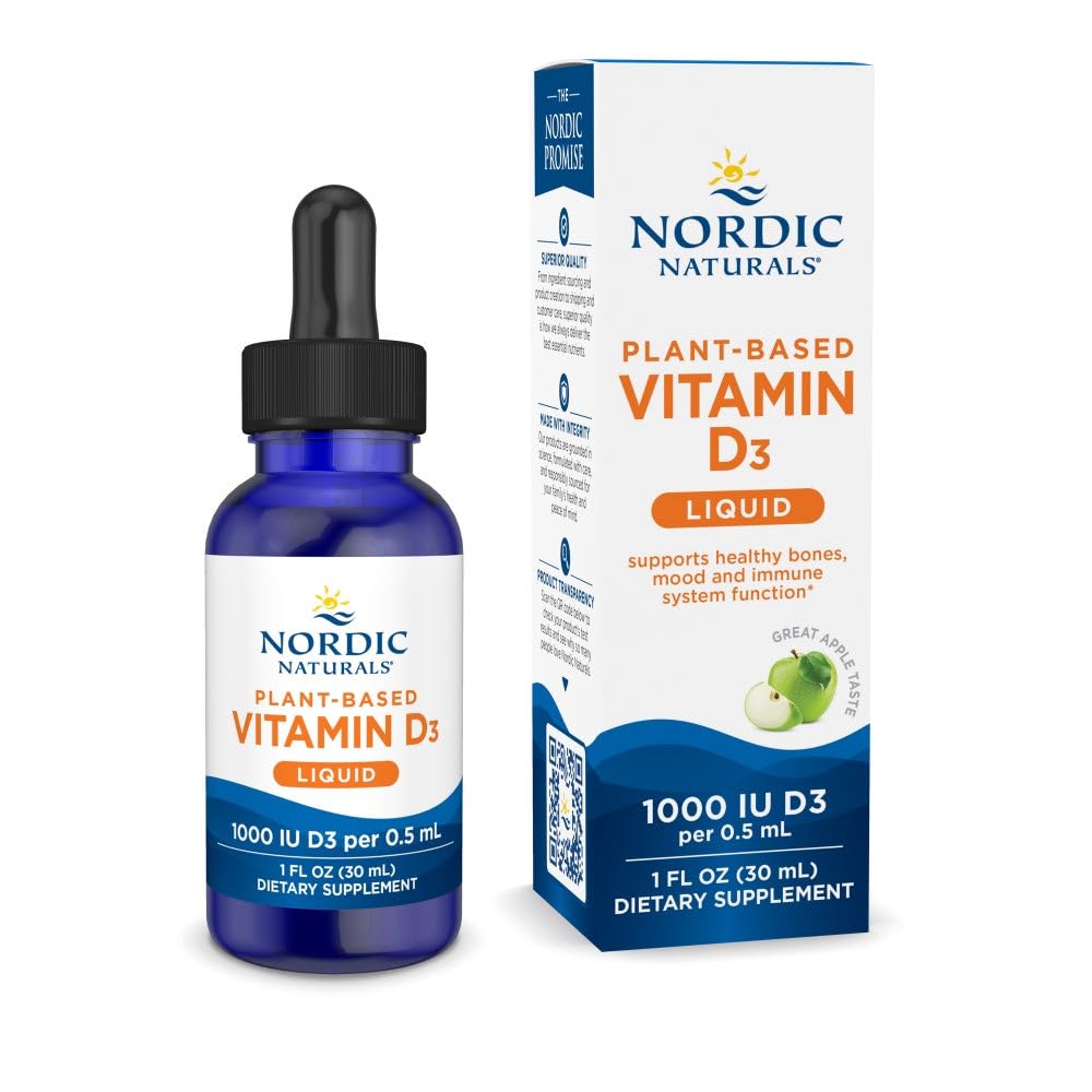 Nordijska naravna rastlina Vitamin D3 Tekočina - 1 oz - 1000 IU Vitamin D3 - Zdrave kosti, Mood & Imunski sistem Funkcija - Non-GMO, Vegan - 60 Serving