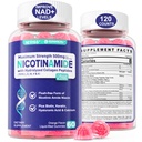 2 pakiranji – nikotinamid 500 mg gumijevke, NAD+ dodatek za ženske in moške w/ Collagen peptide, (Flush Free Niacin) Vitamin B3 Niacinamid za preprečevanje staranja, NAD+ Ravni, dolgoživost, osredotočenost in možgani, brez sladkorja