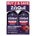 ZzzQuil Liquid Max Strength Pain Reliever, Night Time Sleep Aid Liquid, Acetamofen 1000mg, Difenhidramin 50mg HCI, Ne-Habit Oblikovanje, Črna Cherry aromated, 2 Pack, 24 FL OZ