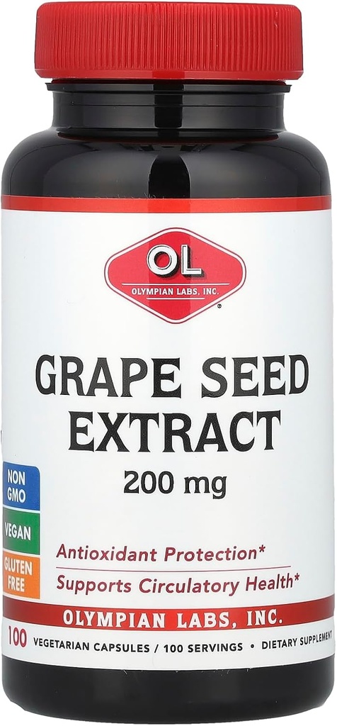 Izvleček grozdnih semen iz olimpijskih laboratorijev, 200 mg, 100 vegetarijanskih kapsul