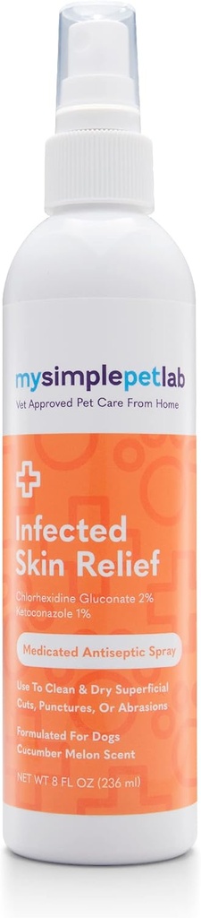 MySimplePetLab Ketokonazol & Klorhexidin Dog Spray, zdravljenje vročih točk, Releaves cuts & Abrazions, čiščenje, Dries Skin Hitro, z Aloe, Vitamin E, Kožna olajšava Dražilni Spray za pse