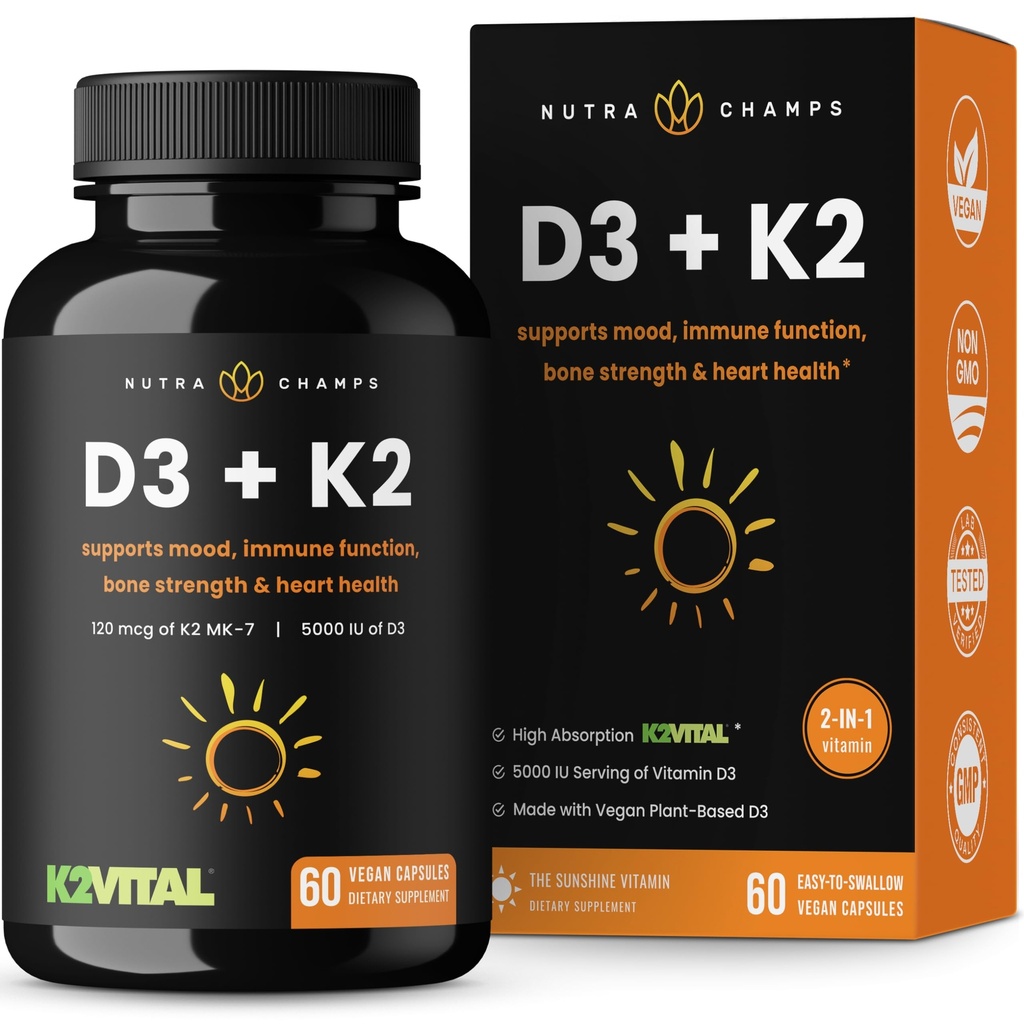NutraChamps D3 s K2 MK7 dodatek za zdravje srca in kosti 