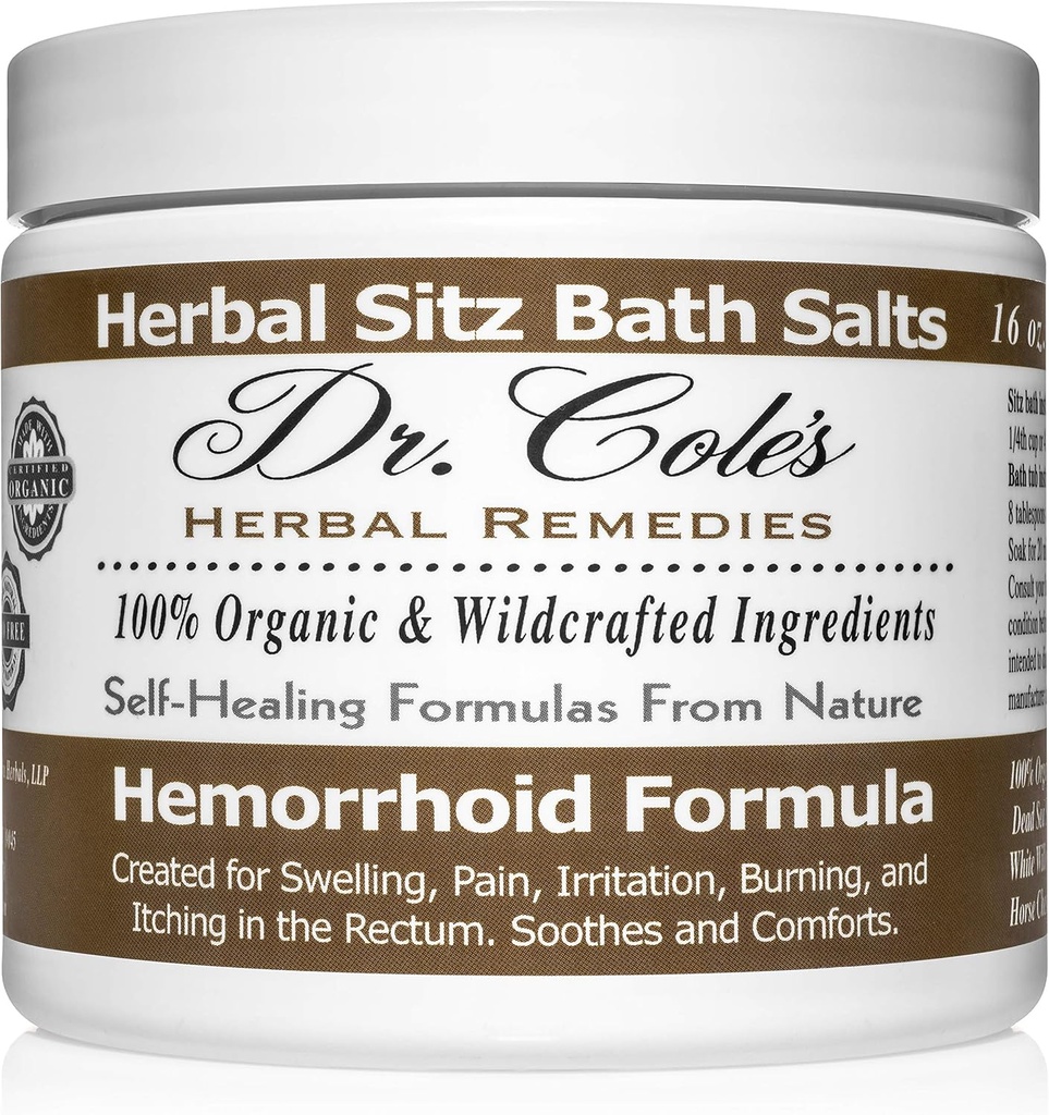 Dr. Cole’s Herbal Sitz Bath Soak – Ekološka rastlinska kopel Soli za udobje in sprostitev – nežna, naravna formula – (bela)