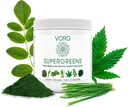 VORG SuperGreens - #1 Zelena Superfood prašek s klorelo, ječmenovo travo, Moringa, Kelp, Spirulina, pšenična trava - 100% organska - probiotiki, fiber in encimi (1 tedenska zaloga)