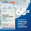 MAJOR Bismuth Subsalicilat 262mg Žvečilni bonboni - ponudbe zgaga, prebavne motnje, slabost, driska in razdražljiva lajšanje želodčne bolečine - antidiareja - 30 žvečljive tablete