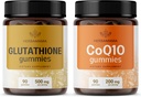 HERBAMA Glutation in CoQ10 Kit - paket 500 mg zmanjšanega L-glutationa in 200 mg CoQ10 Gumies - Vegan, ne-GMO, želatina-free - 2 paket