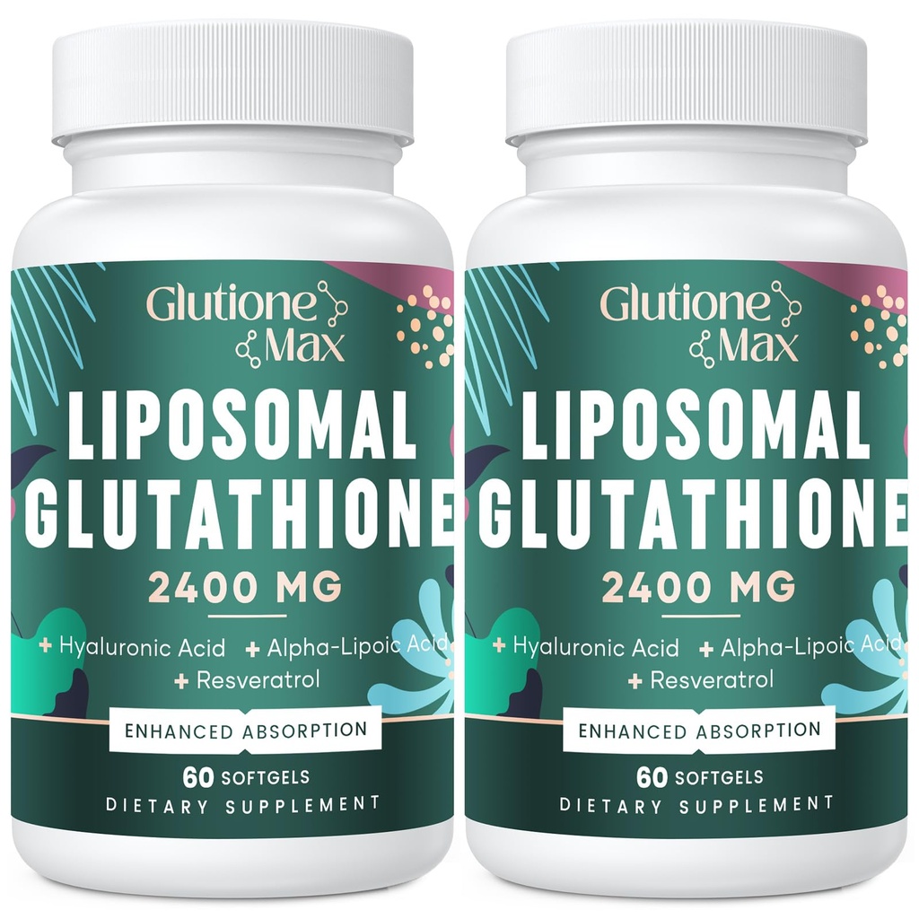 8-v-1 liposomski glutation 2400 MG, visoka absorpcija Antioksidant Formula – s hialuronsko kislino, alfa-lipojsko kislino, resveratrolom – kožo, jetrno detoksno in imunsko obliko, 120 mehkih kapsul