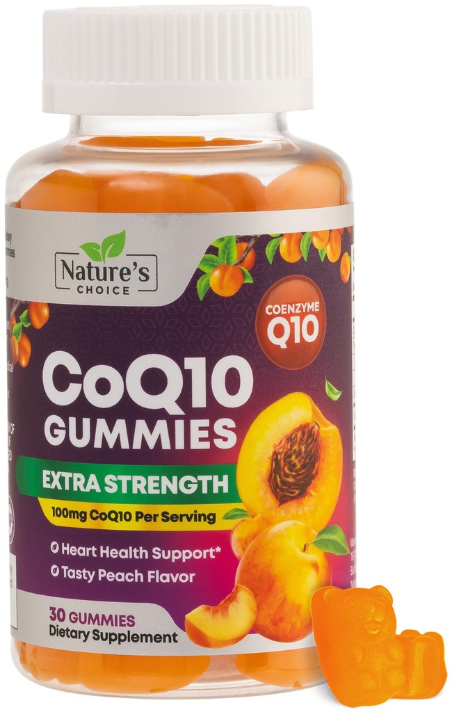 CoQ10 Gumies za odrasle 100mg - 3X moč, visoka absorpcija, antioksidant dodatek za zdravje srca in proizvodnja energije, Ultra koencim Q10 Vitamini, Coq 10 dopolnila - 30 CoQ10 Gumies