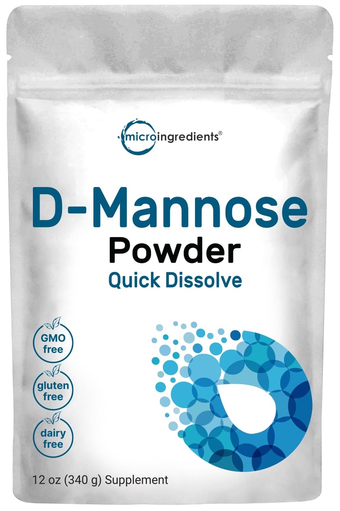 Mikro Sestavine D Manoze v prahu, Pure Mannose Supplement, Hitra topen voda, Podpora Čistilo urina in mehur zdravja, Premium Mannoze za ženske in moške, Vegan prijazno.